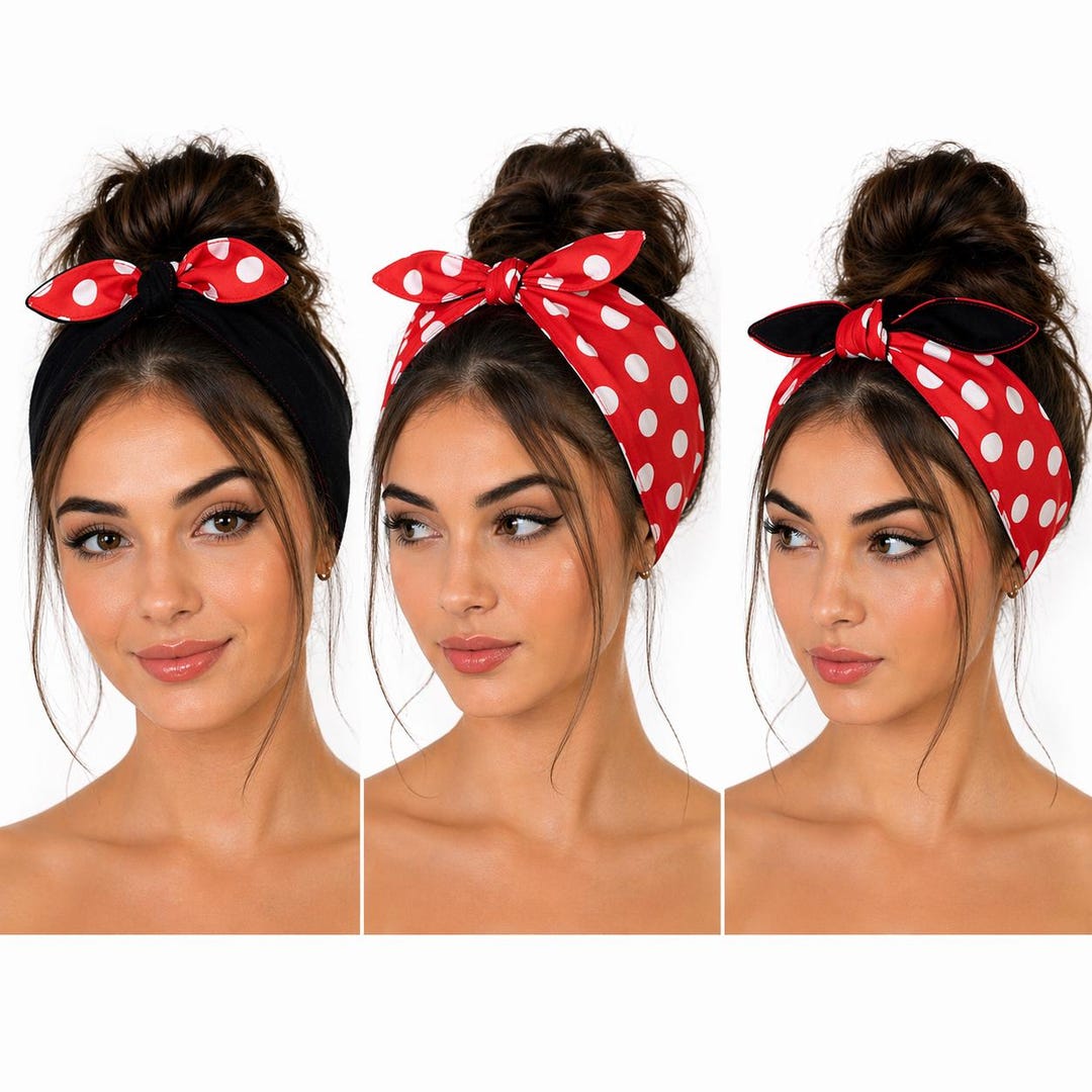 Reversible Rockabilly Head Scarf – Self Tie Hair Wrap – Pin up Headband ...