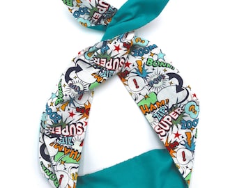 Wired Headband Superhero head scarf comics blue wire Head scarf Wrap bow