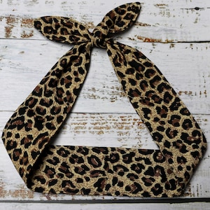 Rockabilly Bow Headband Leopard Cheetah Head Wrap Scarf hair Bandana headband
