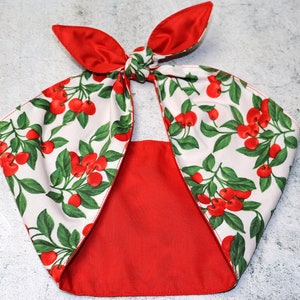 Red Cherries Rockabilly Head Scarf headscarf Pinup wrap Vintage Retro