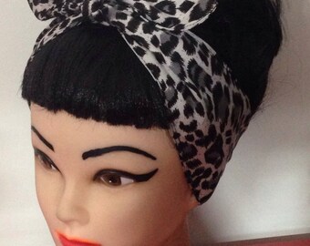 Rockabilly Pin-up Headband Leopard Cheetah Vintage Retro Style Head Wrap Scarf Bandana headband