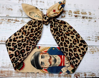 Head Scarf TATTOO Leopard Cheetah Rockabilly Wrap headband bow headband