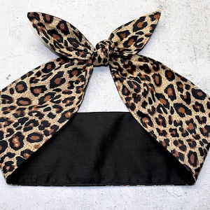Rockabilly knotted Headband Leopard Cheetah Head Wrap Scarf hair bow Bandana