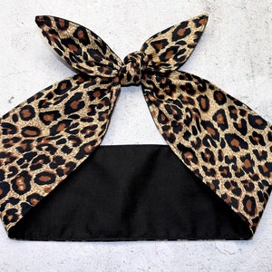 Rockabilly knotted Headband Leopard Cheetah Head Wrap Scarf hair bow Bandana tie