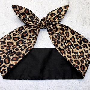 Rockabilly knotted Headband Leopard Cheetah Head Wrap Scarf hair bow Bandana