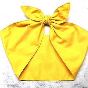 Solid Yellow extra wide Head Scarf Wrap hair tie bow bandana Rockabilly
