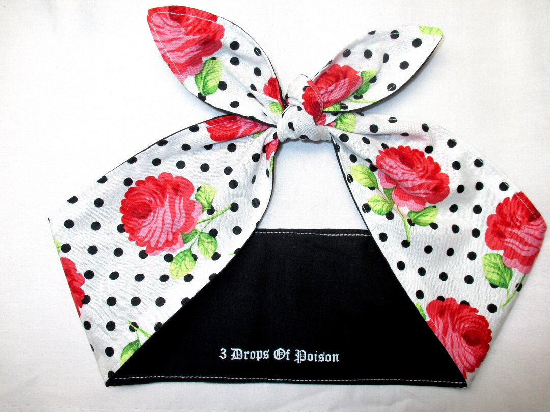 Headband Floral Polka Dots Rockabilly Head Wrap Hair Scarf - Etsy