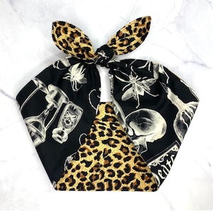 Headband Black Magic Moth Skull Spider Goth Head Wrap Scarf occult leopard