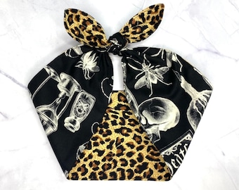 Headband Black Magic Moth Skull Spider Goth Head Wrap Scarf occult leopard