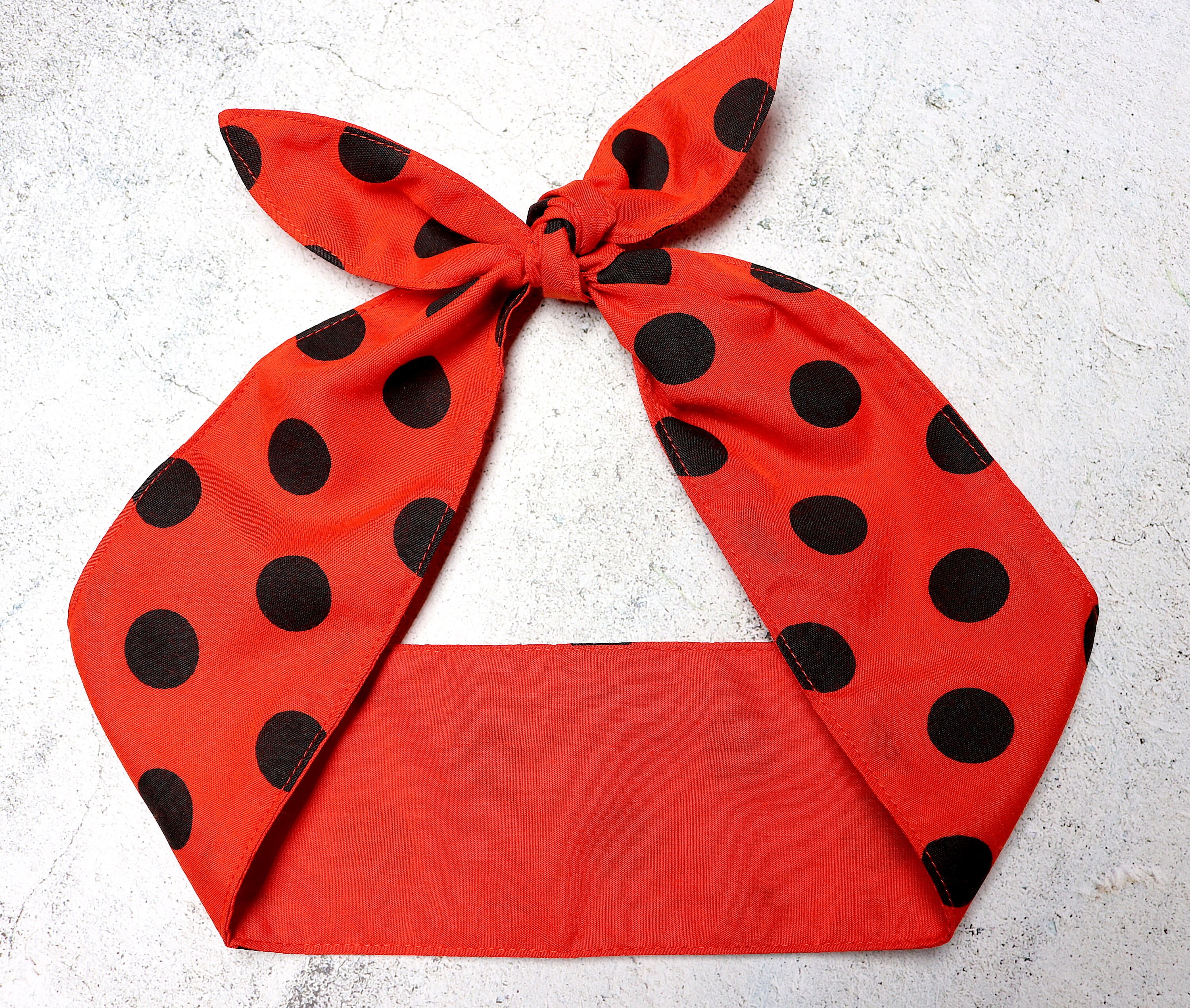Black Red Polka Dots Hair Wrap Head Scarf Rockabilly Headband Knotted ...