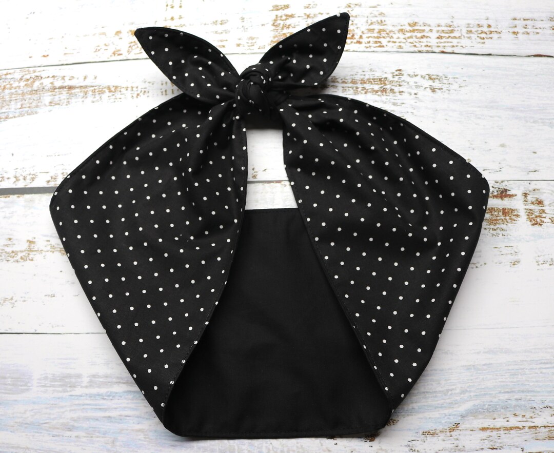 Black White Polka Dots Hair Wrap Head Scarf Bandana Pinup Rockabilly ...