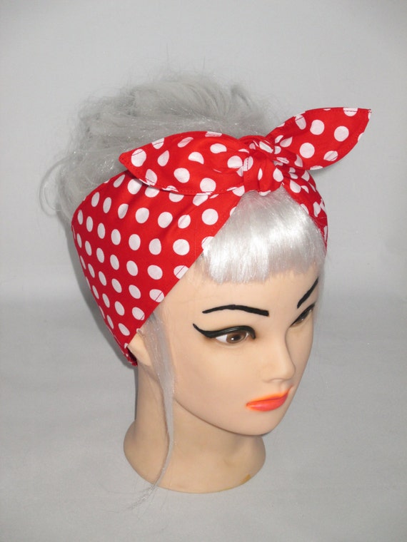 Vintage Red Hair Wrap Retro Reversible Full Head Hair Wrap Scarf
