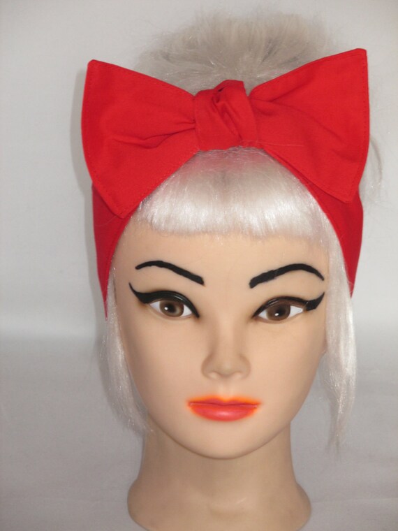 Rockabilly Vintage Retro Headband Big Red Bow Pinup Vintage Etsy