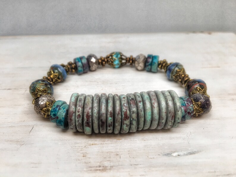 teal blue boho jewelry Boho bracelet bohemian bracelet