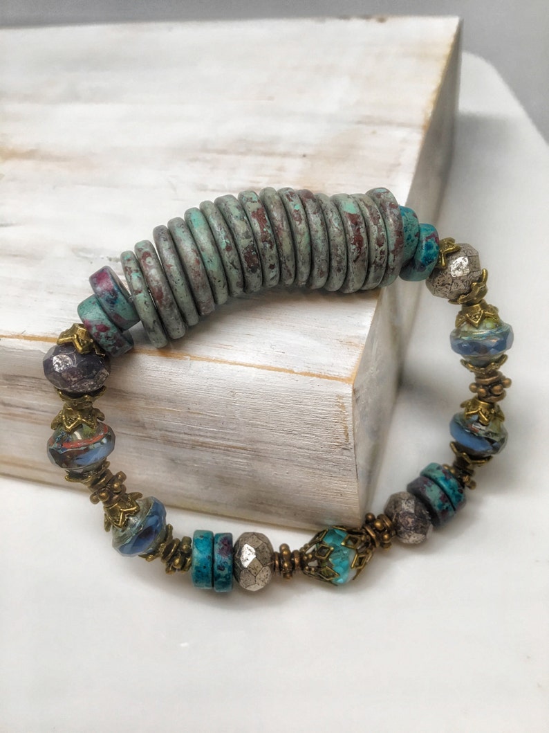 teal blue boho jewelry Boho bracelet bohemian bracelet
