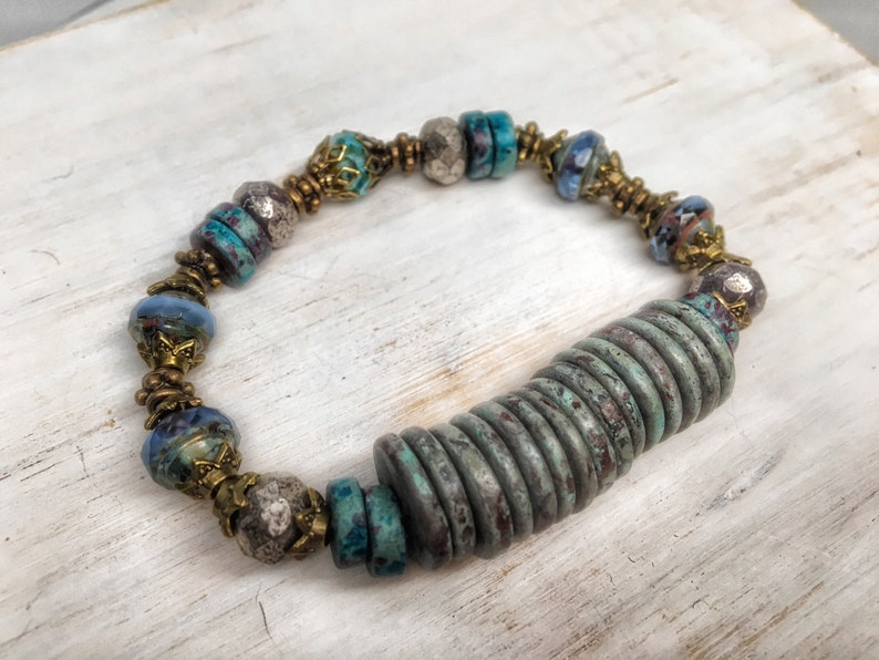 teal blue boho jewelry Boho bracelet bohemian bracelet