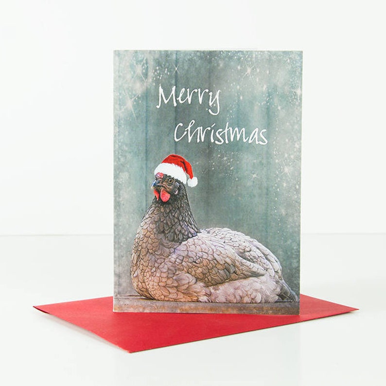 Chicken Christmas card Hen christmas card chicken xmas card | Etsy