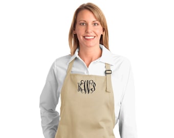 Personalized, monogrammed, apron, full length, pockets, adjustable strap, embroidered, cooking, gift for chef, gift for her, color options