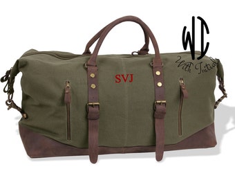 Personalized Groomsmen Gift, Military Style Weekend Travel Duffel Bag, Canvas Weekender, gifts for him, groomsman gifts, gift for groom
