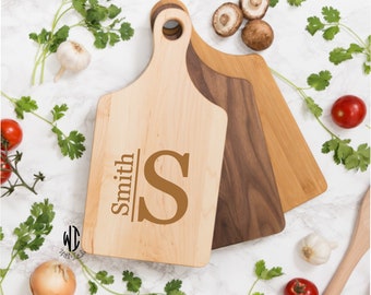 Personalized, cheese, paddle cutting board, name and initial design, housewarming gift, couple gift, hostess gift, closing gift, chef h006s