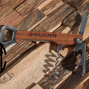 Personalized, Laser Engraved, Wine Opener, Corkscrew, Groomsmen, bottle opener, Wedding Party, man cave, housewarming, gift box add on