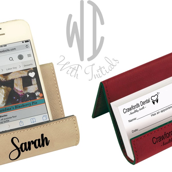 Personalized, laser engraved, iPhone  holder, cell phone holder, business card holder, smart phone easel, bridesmaid , gift for her LE102