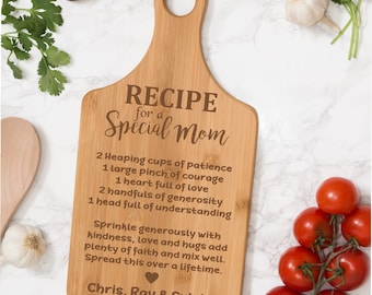 Recipe for a Special Mom, Mother, Grandma, custom, design your own, cheese, paddle, cutting board, mother's day gift, birthday gift, re015