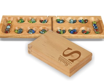 Personalized Wood Mancala Board Game gift set, custom gift for him, game night, hostess gift, gift for couple, laser engraved game grb020