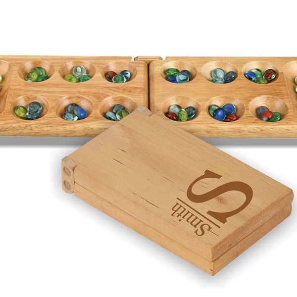 Personalized Wood Mancala Board Game gift set, custom gift for him, game night, hostess gift, gift for couple, laser engraved game grb020