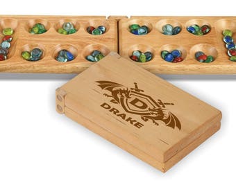 Personalized, Wood Mancala Board Game, gift set, custom, gift for him, game night, hostess gift, gift for couple, engraved game, am 080