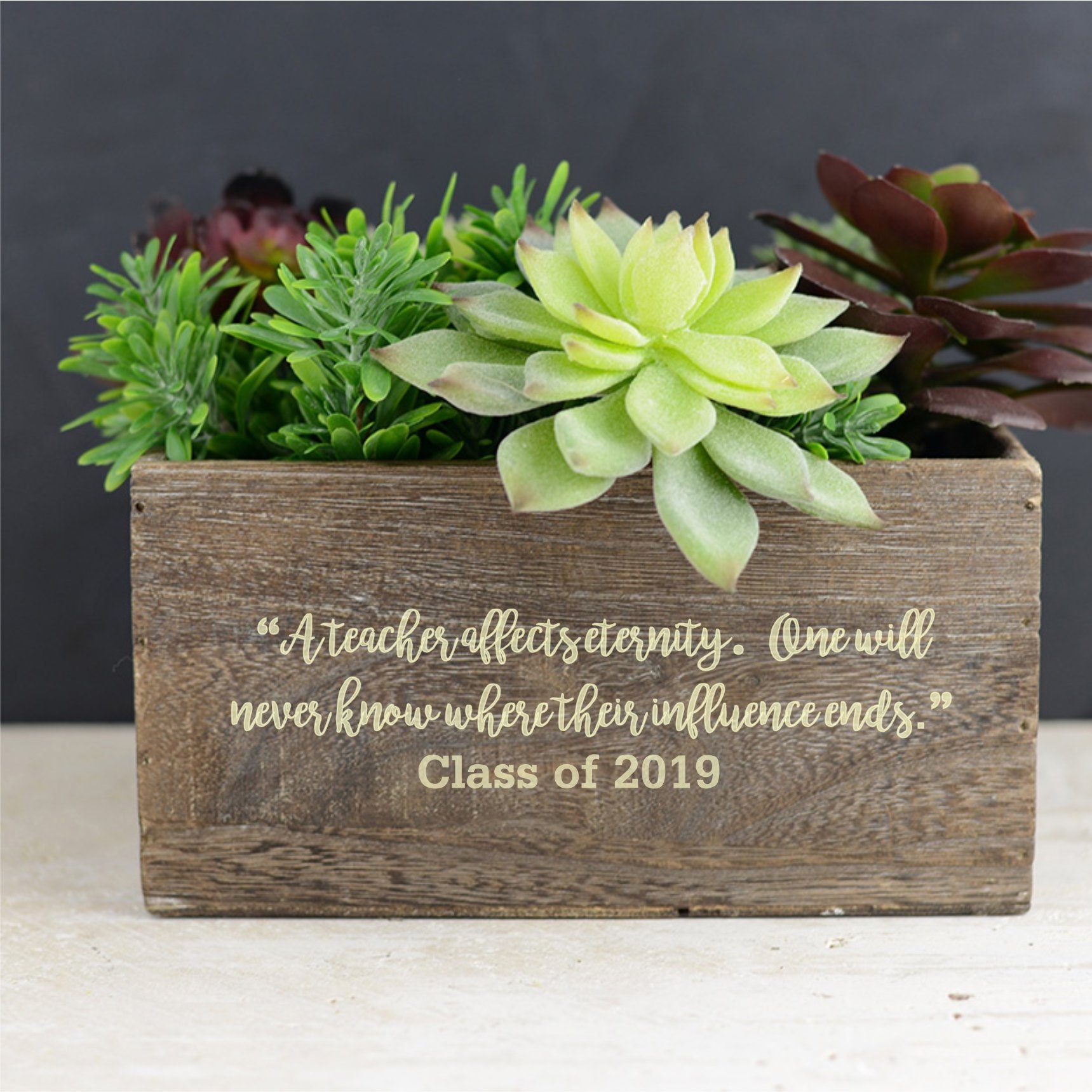 Rustic Table Centerpiece Planter Box Engraved Gift for Etsy
