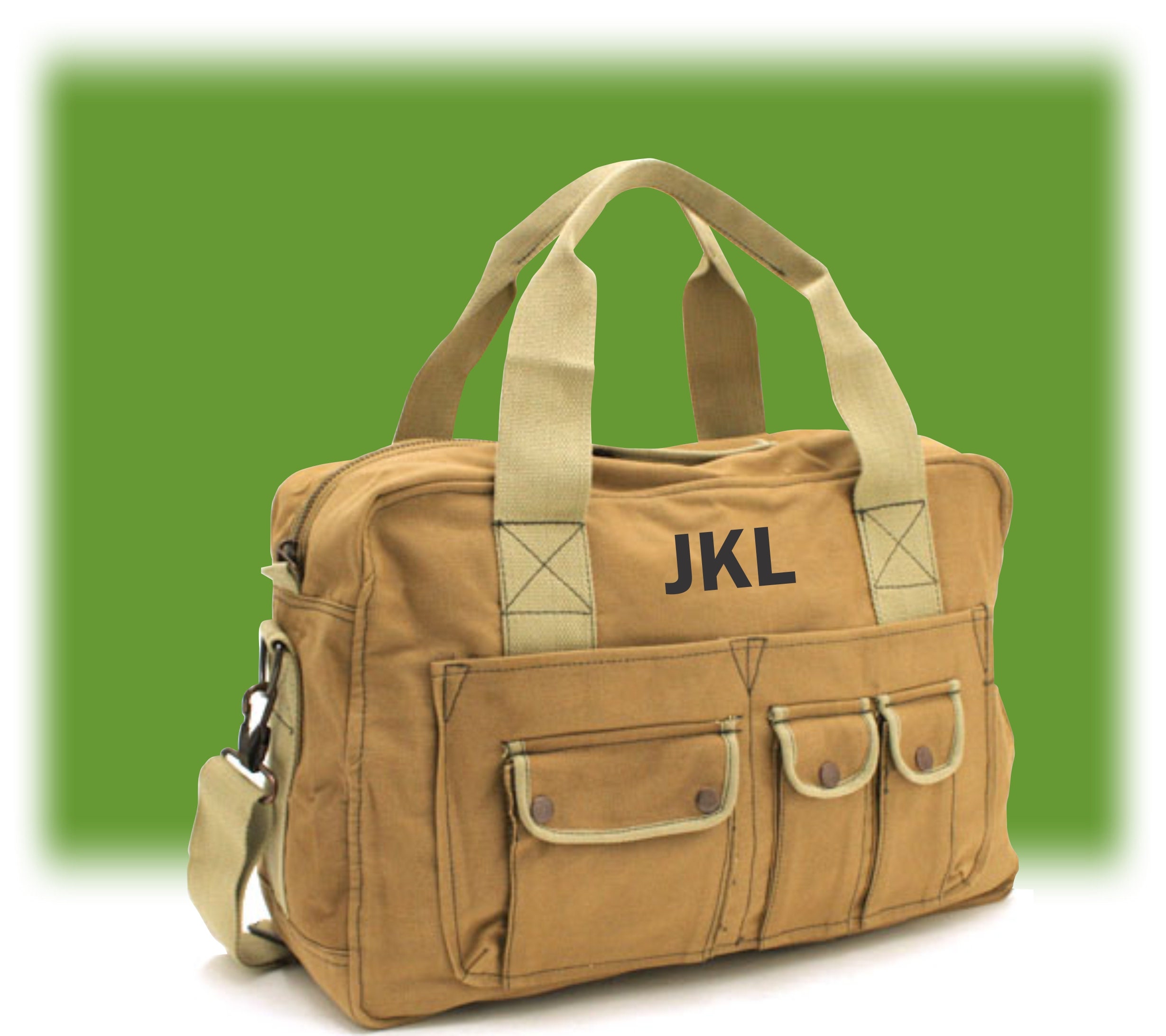 Personalized 2tone canvas bag shoulder strap Duffel Bag Etsy