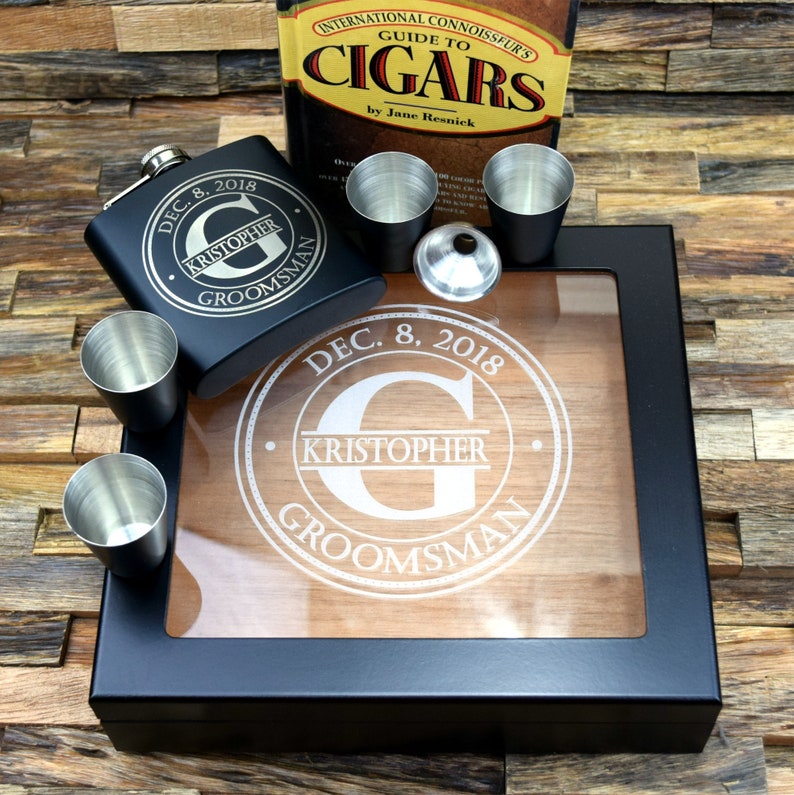 Personalized laser engraved Black wood Cigar Humidor and Etsy.de