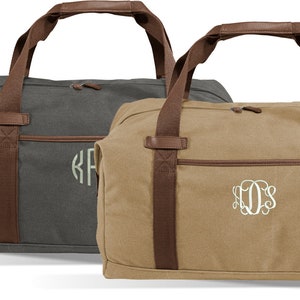 Travel Duffel Bag, Canvas Bag, Monogram, Personalized, Gym Bag, Overnight bag, Weekender Bag, walk on, gift for her, gift for him, traveler