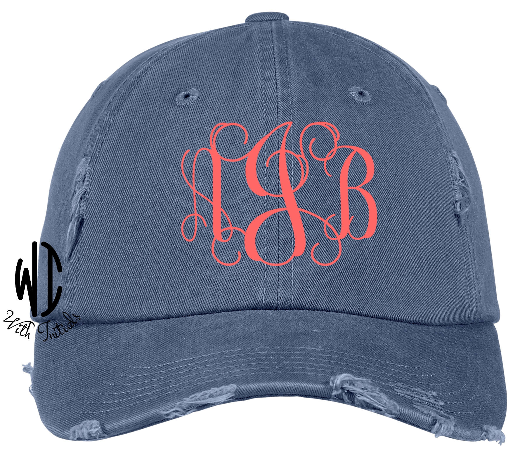 Distressed Watercolor Monogram Cap in Multicolor CAPS  main image 3