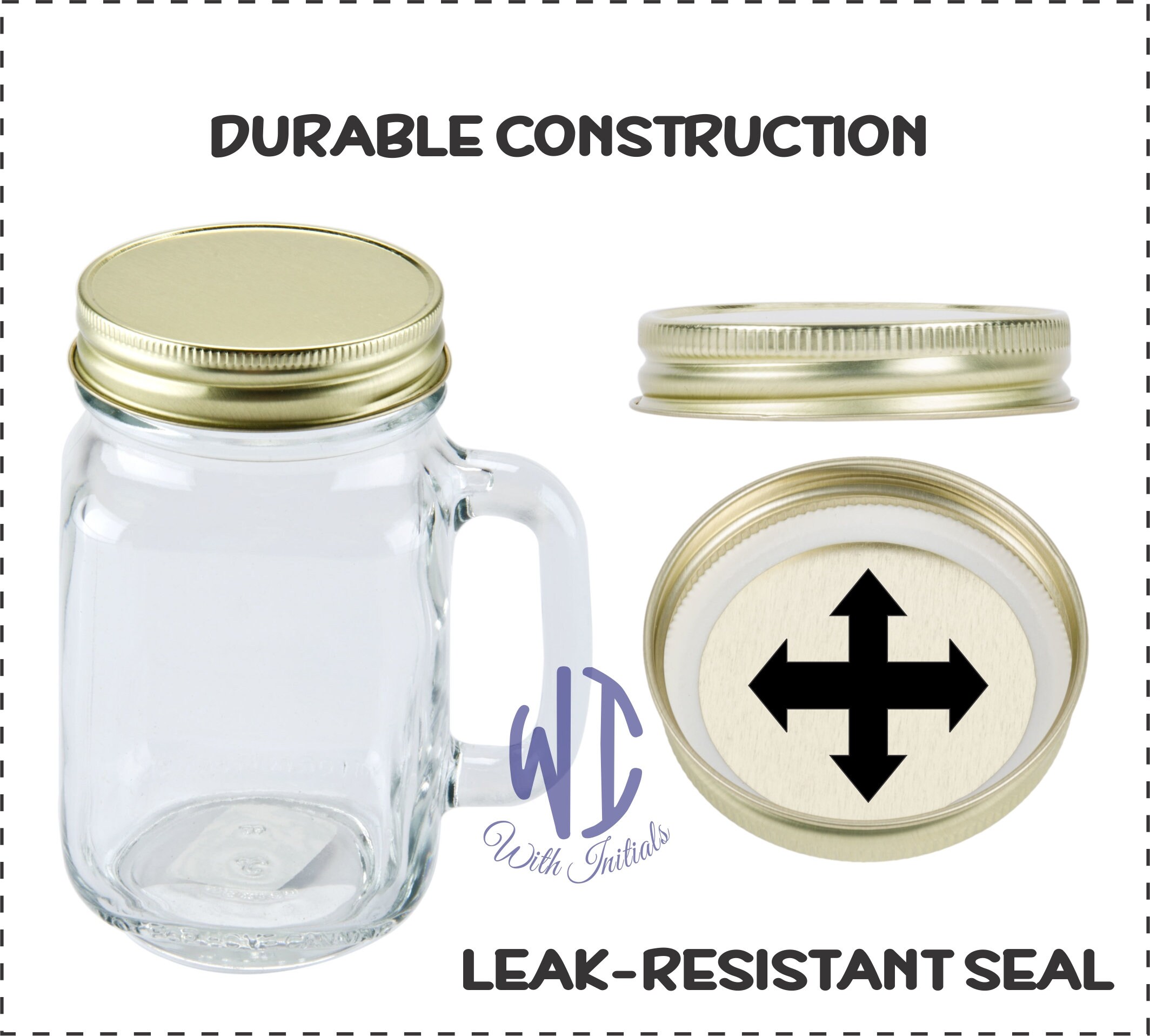 Custom engraved mason jar mug handle Lid 16 oz. Etsy