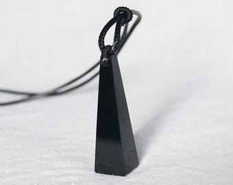 Obsidian Pendant Necklace - Natural Black Stone Jewelry for Men & Women