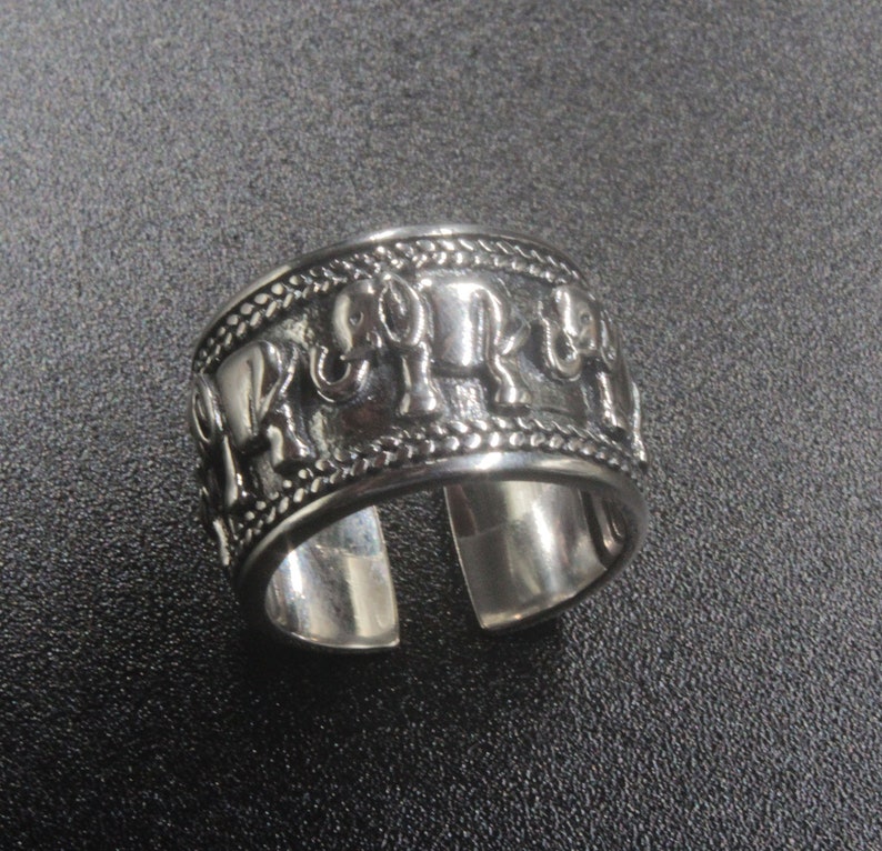 US 5-8 Vintage Retro Silver Elephant Joint Knuckle Rings Open Elephant Adjustable Ring 925 Sterling Silver Band Sizes