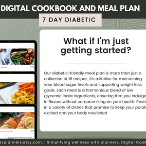 7 Day Diabetic Meal Plan with 16 Low Glycemic, Low Carb Recipes for Weight Loss & Blood Sugar Management | Meal Prep Guide and Shopping List