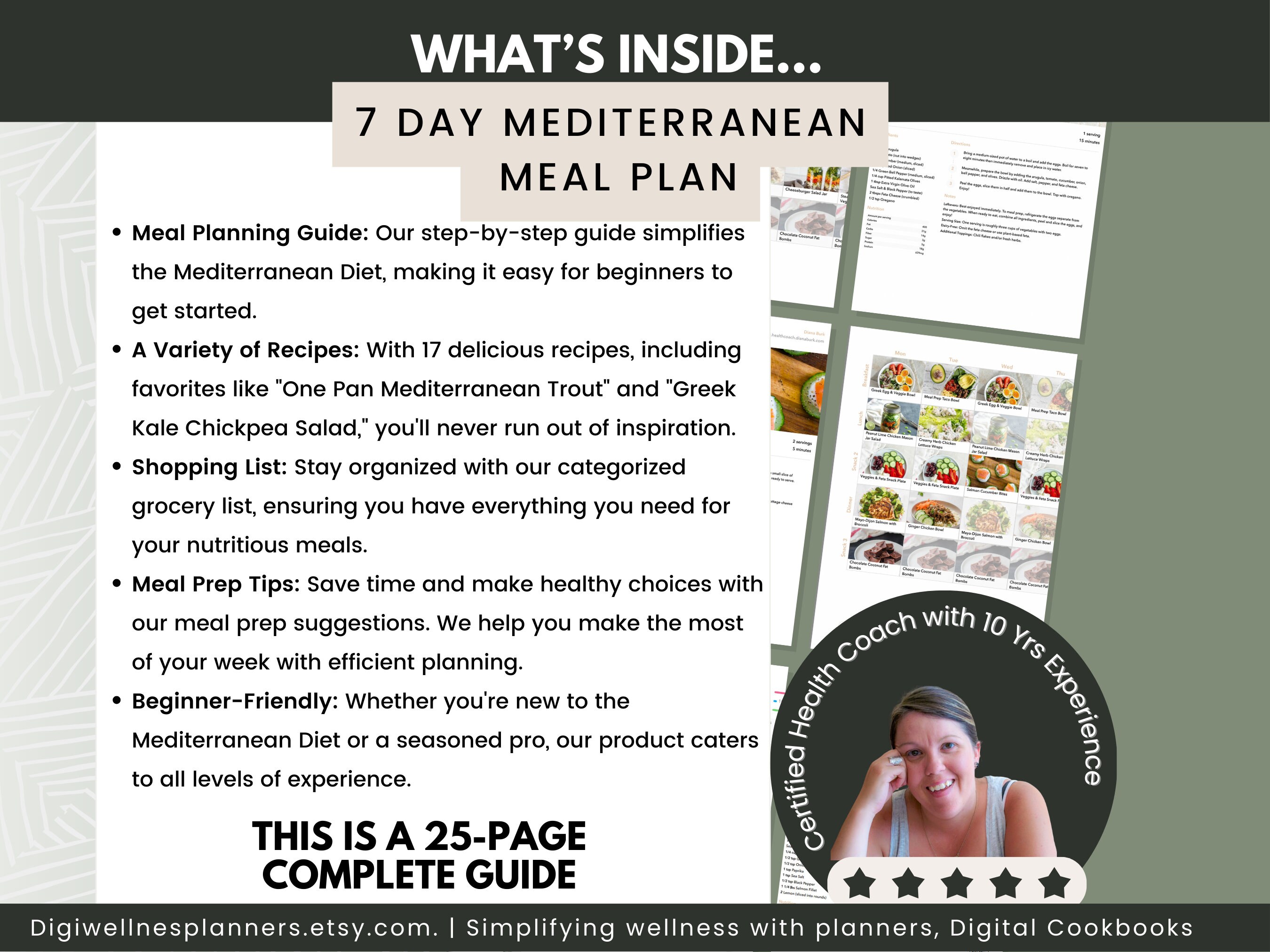 7 Day Mediterranean Diet Meal Plan | 17 Recipes | Grocery List | Simple ...