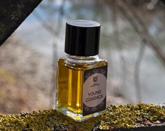 Young Cossack- olfactory art in a bottle, Leather, spicy chypre with wormwood, tarragon, lavender,  frankincense, immortelle,  oakmoss