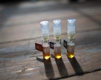 Natural perfume sample set 3-custom pack of  three samples 0,5 ml of olfactory art, Unique exquisite  gift