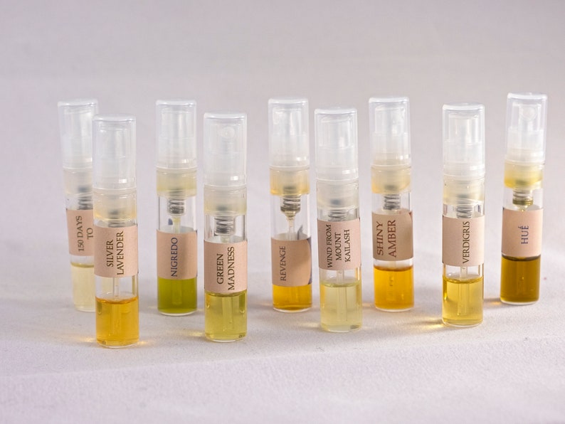 Your-10 sample set: 10 custom sampler pack, any 10 samples of olfactory art in a bottle image 3