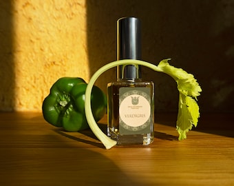 Verdigris -olfactory art, fresh fragrance with bergamot rosmary, sage, lavender, tonka bean, vetiver, angelica,  Flacon.