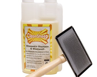 CleanSheep brand Sheepskin Cleaning Kit: Brush + Shampoo Bundle