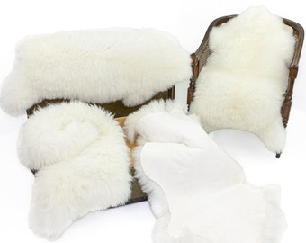 WHOLESALE FOUR (4) PIECE, Natural Sheepskin, Single Hide, European Made, Unbleached, Washable