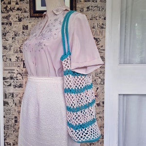 The 1950s Crochet Foldable Shopping Bag Vintage Style Made to order