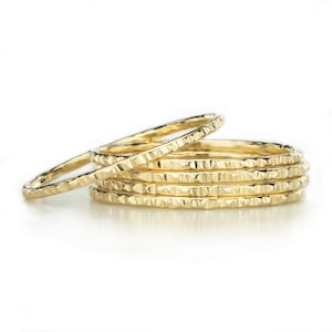 Gold Stacking Rings, Sold Per Ring, Hammered Gold Ring, Gold Filled Stacking Rings, Thin Stackable Ring Set, Delicate Gold Band