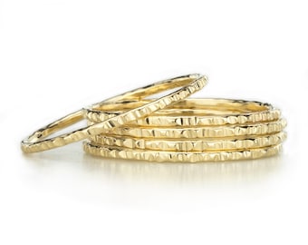 Gold Stacking Rings, Sold Per Ring, Hammered Gold Ring, Gold Filled Stacking Rings, Thin Stackable Ring Set, Delicate Gold Band