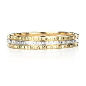 Mixed Metal stack ring set, Thin stack rings, Textured ring, Midi ring, Stacker rings, Stackable band, Gold Silver ring set, Hammered rings